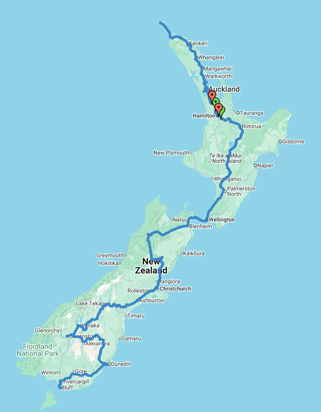 Freedom Seat NZ Route Map